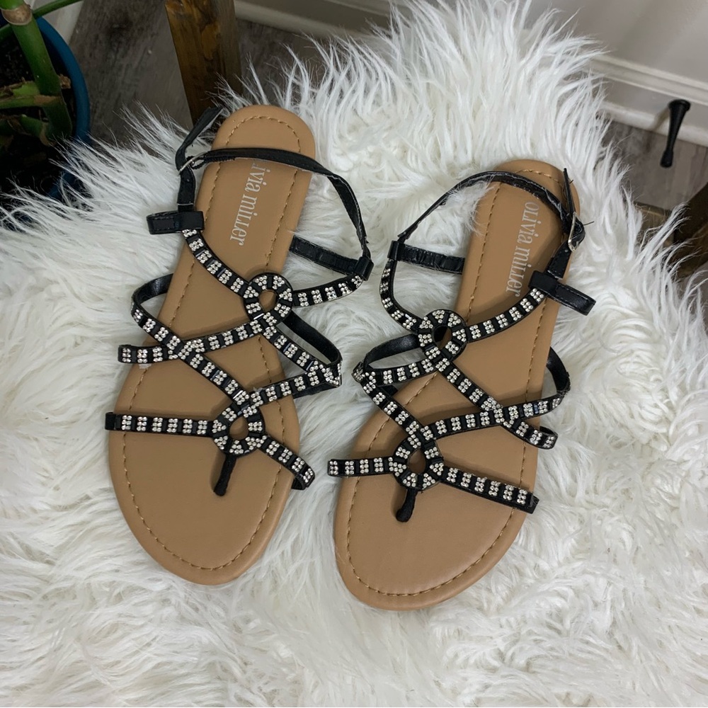 Olivia Miller Black Studded Sandals
